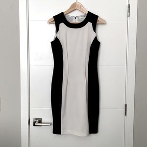 Calvin Klein Sleeveless Sheath Dress, black and white color block, size 2